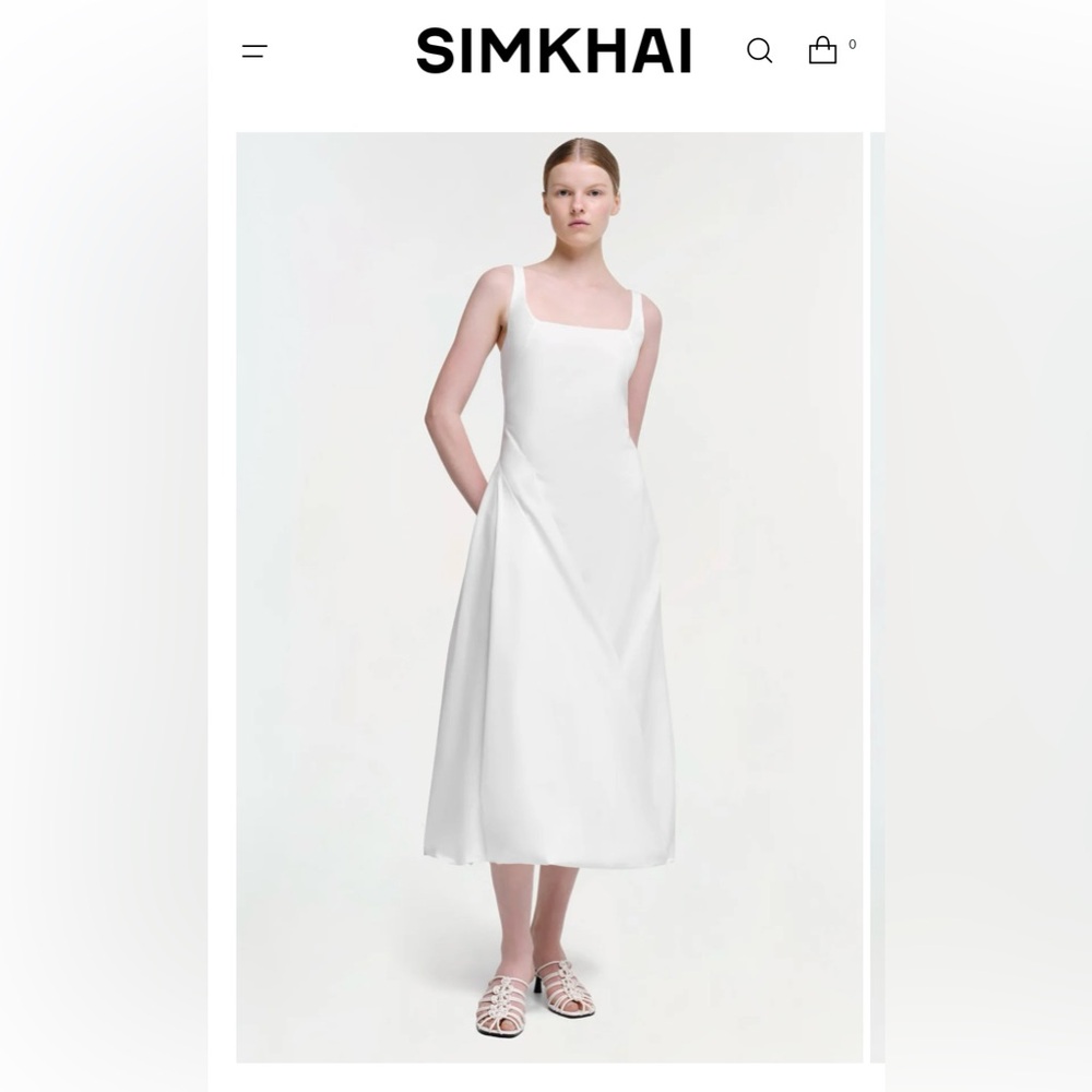 SIMKHAI midi white puff dress